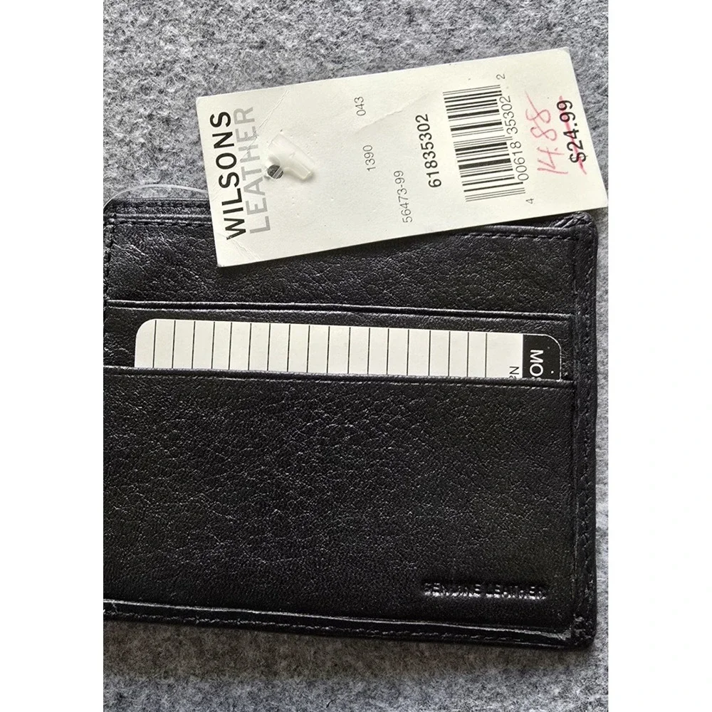 NWT Vintage Wilson's Lesther Textured Men's Classic Bifold Wallet in black